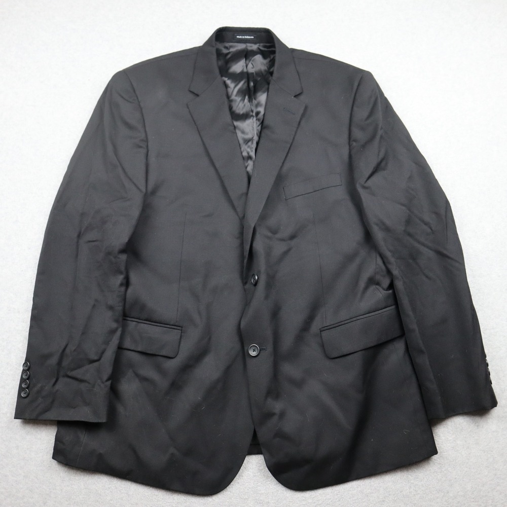 Pronto Uomo Blazer Mens 48 Long Platinum Black 100% Wool Formal Suit Sport Coat